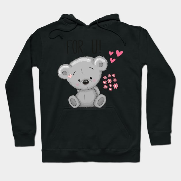 Cute teddy bear with flowers. Hoodie by Reginast777